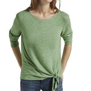 Tom Tailor Scoop Neck Top with Front tie in green, Large